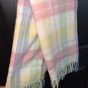 Pastel Plaid Fringe Scarf - Pink, Yellow, Blue, Green